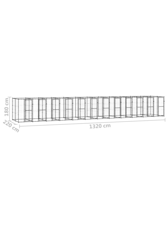 Venkovní psí kotec ocel 29,04 m²