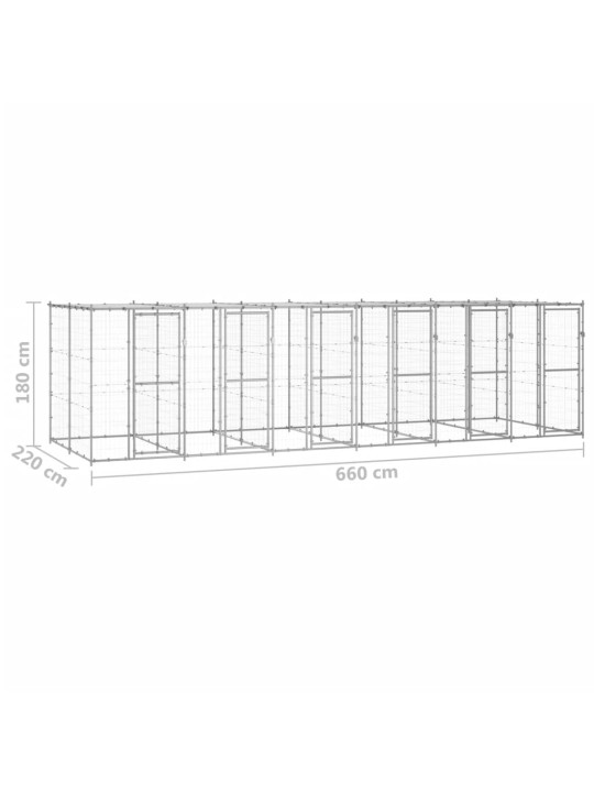 Venkovní psí kotec se střechou pozinkovaná ocel 14,52 m²