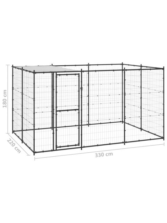 Venkovní psí kotec se střechou ocel 7,26 m²