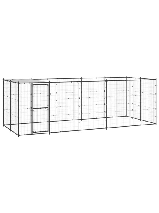 Venkovní psí kotec se střechou ocel 12,1 m²