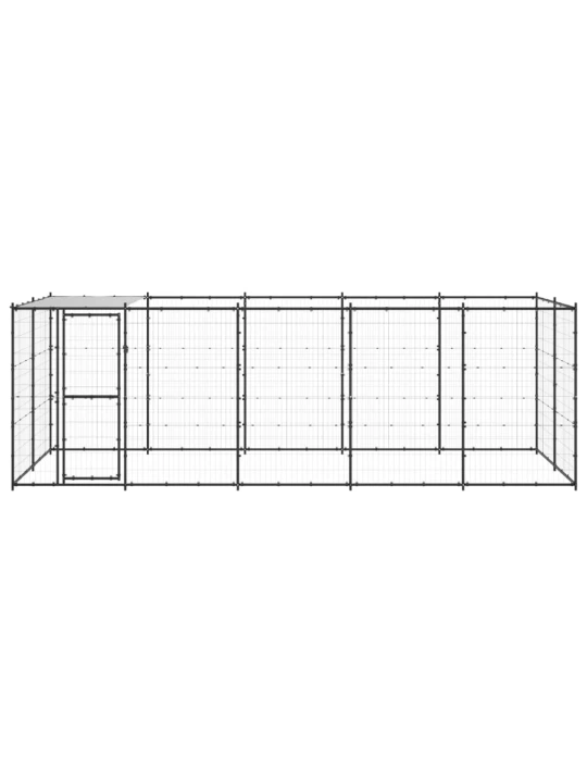 Venkovní psí kotec se střechou ocel 12,1 m²