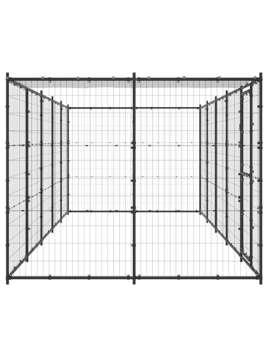Venkovní psí kotec se střechou ocel 12,1 m²
