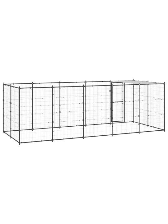 Venkovní psí kotec se střechou ocel 12,1 m²