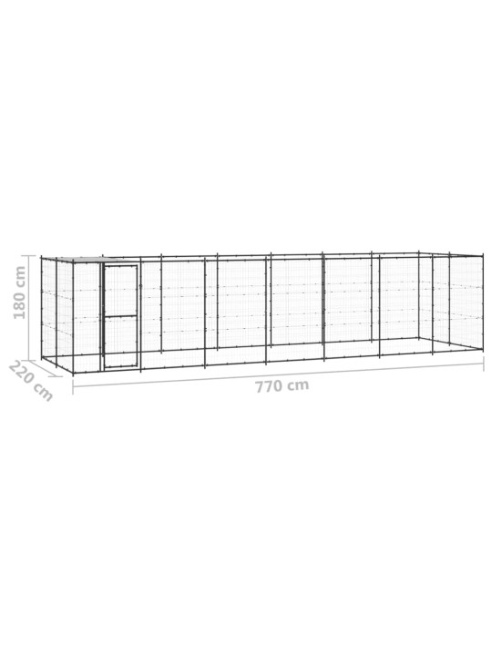 Venkovní psí kotec se střechou ocel 16,94 m²
