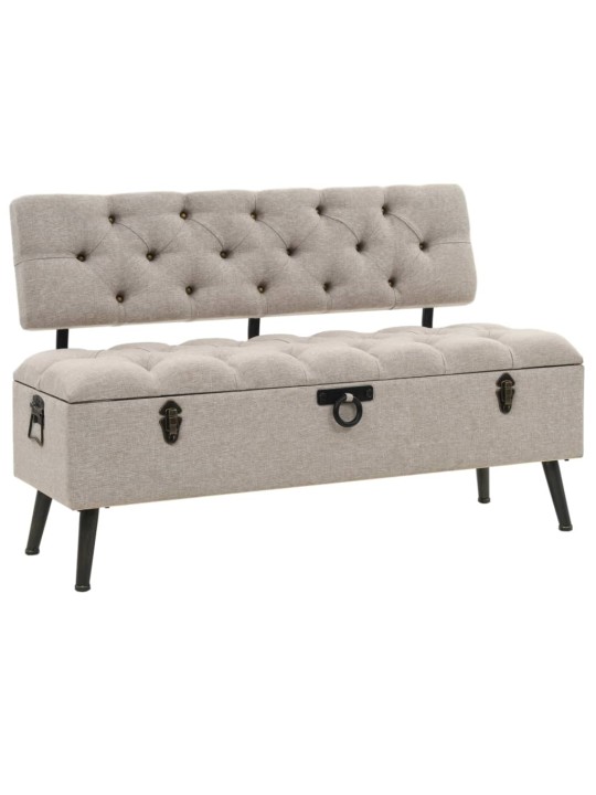Úložná lavice s opěradlem 110 cm krémová textil