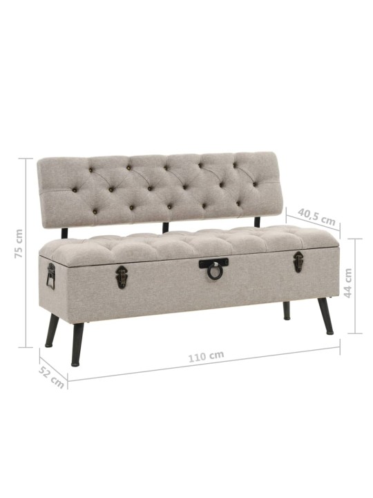 Úložná lavice s opěradlem 110 cm krémová textil