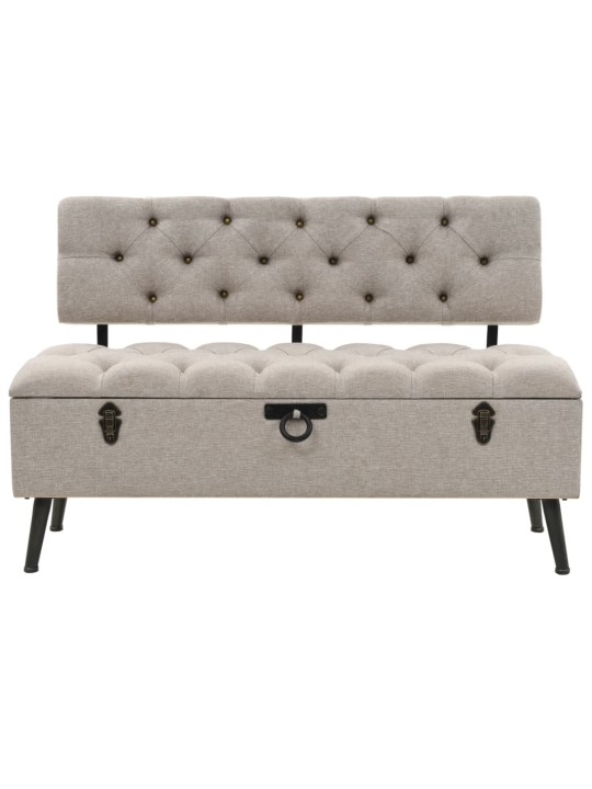 Úložná lavice s opěradlem 110 cm krémová textil