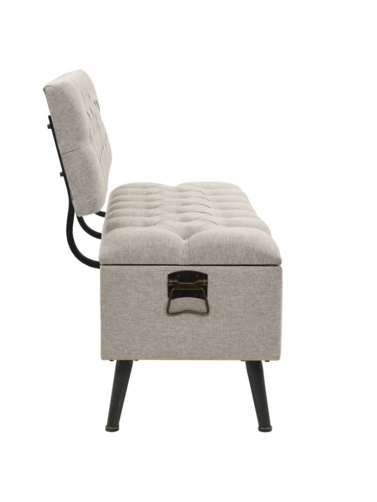Úložná lavice s opěradlem 110 cm krémová textil