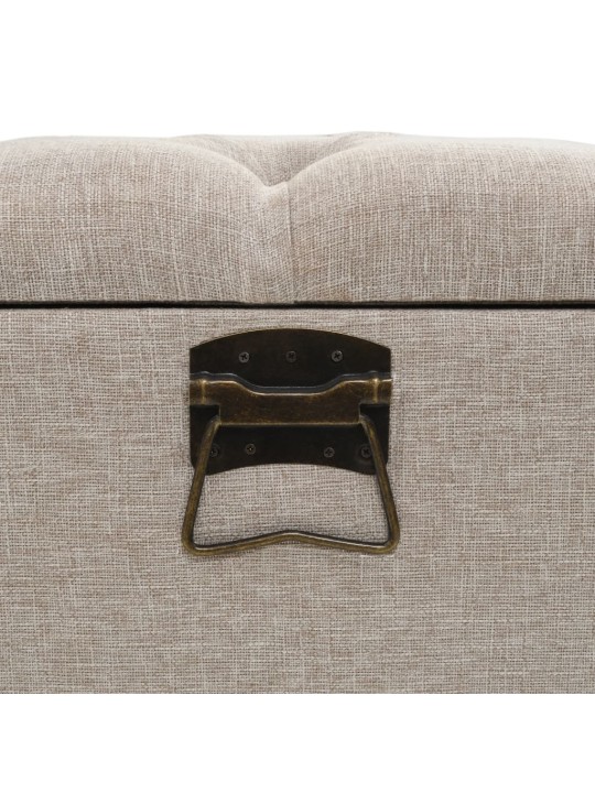 Úložná lavice s opěradlem 110 cm krémová textil