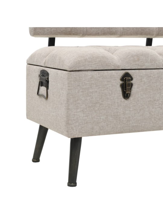 Úložná lavice s opěradlem 110 cm krémová textil