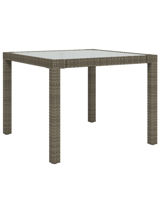 Zahradní stůl 90 x 90 x 75 cm tvrzené sklo a polyratan šedý