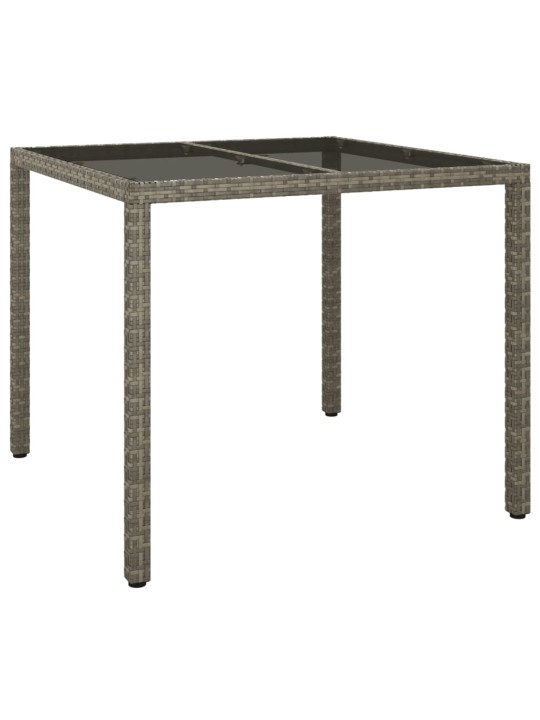 Zahradní stůl 90 x 90 x 75 cm tvrzené sklo a polyratan šedý