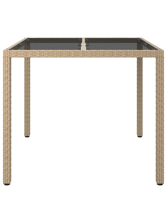 Zahradní stůl 90 x 90 x 75 cm tvrzené sklo a polyratan béžový