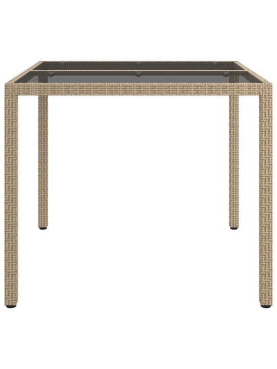 Zahradní stůl 90 x 90 x 75 cm tvrzené sklo a polyratan béžový