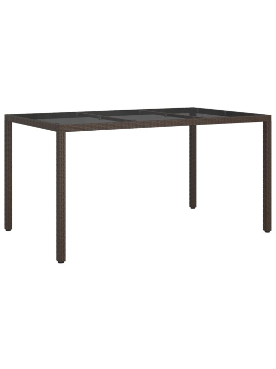 Zahradní stůl 150 x 90 x 75 cm tvrzené sklo a polyratan hnědý