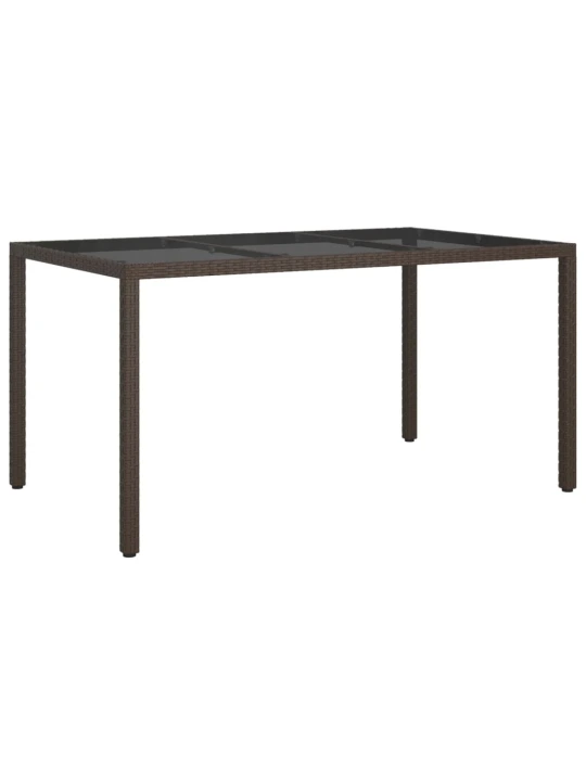 Zahradní stůl 150 x 90 x 75 cm tvrzené sklo a polyratan hnědý