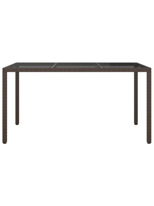 Zahradní stůl 150 x 90 x 75 cm tvrzené sklo a polyratan hnědý