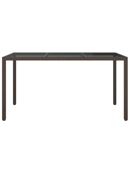 Zahradní stůl 150 x 90 x 75 cm tvrzené sklo a polyratan hnědý