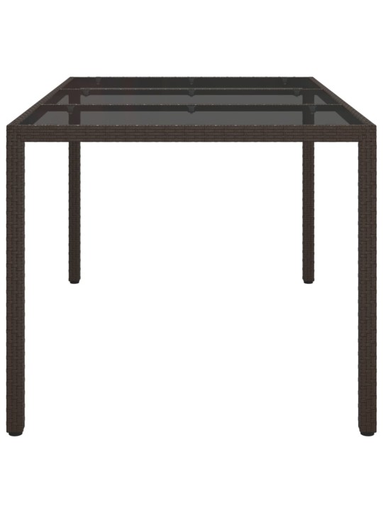 Zahradní stůl 150 x 90 x 75 cm tvrzené sklo a polyratan hnědý