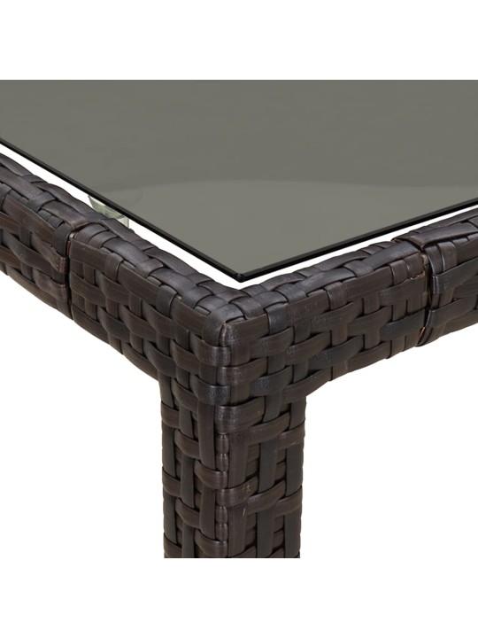 Zahradní stůl 150 x 90 x 75 cm tvrzené sklo a polyratan hnědý