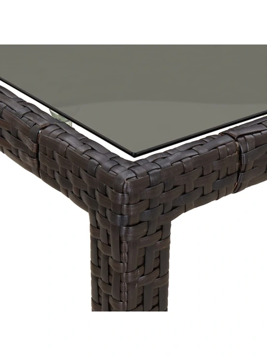Zahradní stůl 150 x 90 x 75 cm tvrzené sklo a polyratan hnědý