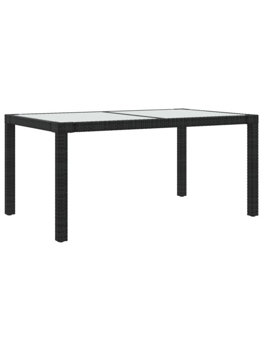 Zahradní stůl 150 x 90 x 75 cm tvrzené sklo a polyratan černý