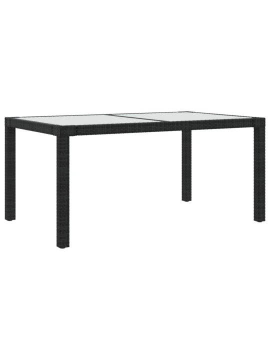 Zahradní stůl 150 x 90 x 75 cm tvrzené sklo a polyratan černý