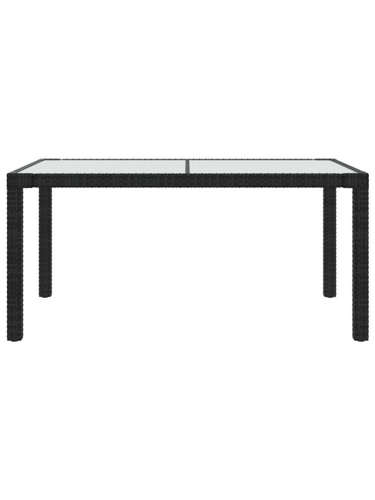 Zahradní stůl 150 x 90 x 75 cm tvrzené sklo a polyratan černý