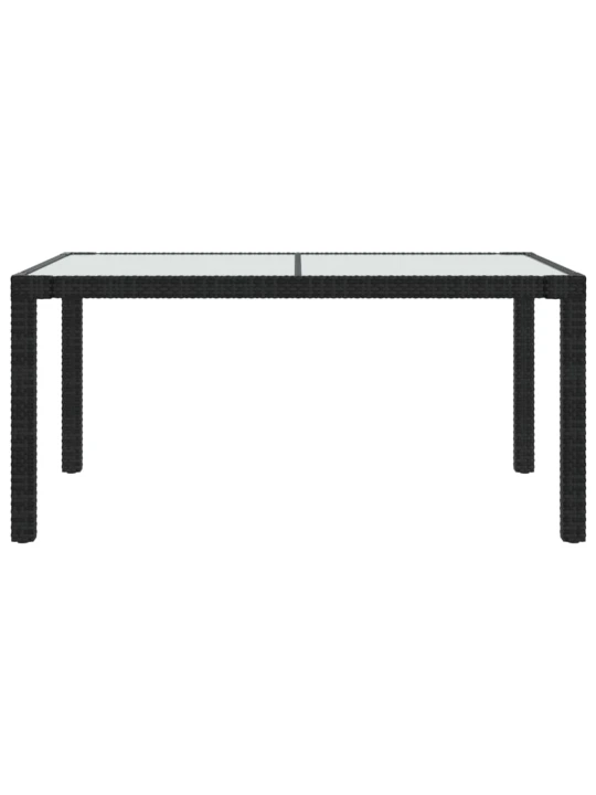 Zahradní stůl 150 x 90 x 75 cm tvrzené sklo a polyratan černý