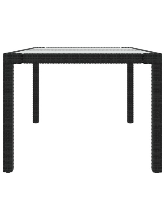 Zahradní stůl 150 x 90 x 75 cm tvrzené sklo a polyratan černý