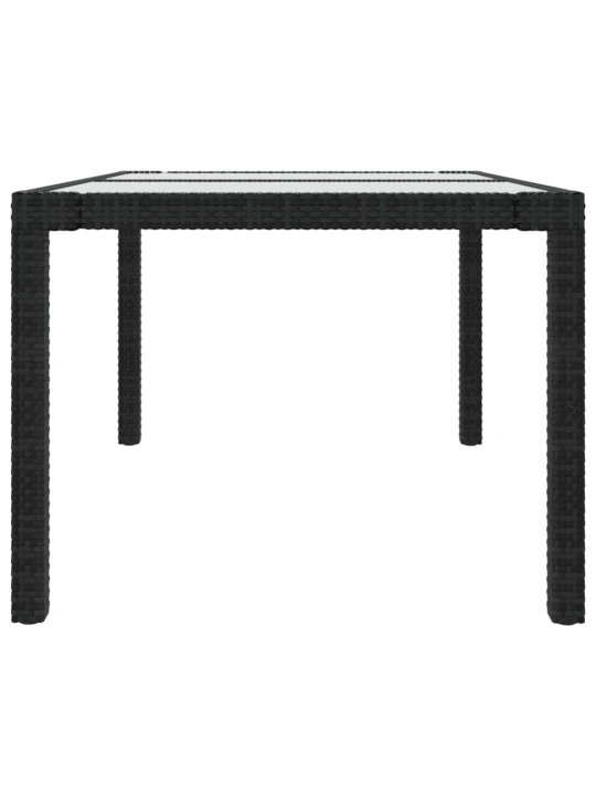 Zahradní stůl 150 x 90 x 75 cm tvrzené sklo a polyratan černý