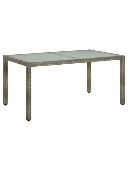 Zahradní stůl 150 x 90 x 75 cm tvrzené sklo a polyratan šedý