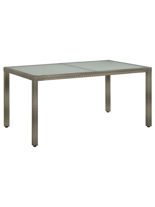 Zahradní stůl 150 x 90 x 75 cm tvrzené sklo a polyratan šedý
