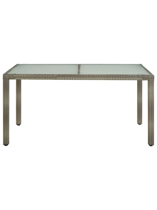Zahradní stůl 150 x 90 x 75 cm tvrzené sklo a polyratan šedý