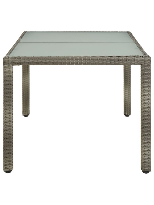 Zahradní stůl 150 x 90 x 75 cm tvrzené sklo a polyratan šedý