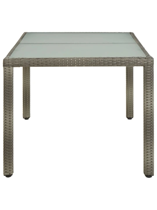 Zahradní stůl 150 x 90 x 75 cm tvrzené sklo a polyratan šedý