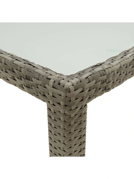 Zahradní stůl 150 x 90 x 75 cm tvrzené sklo a polyratan šedý