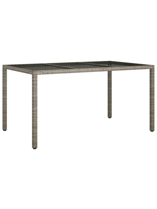 Zahradní stůl 150 x 90 x 75 cm tvrzené sklo a polyratan šedý