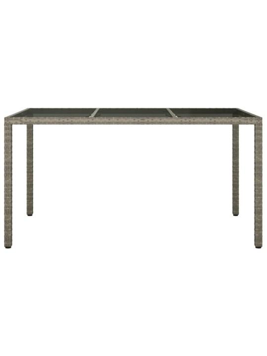 Zahradní stůl 150 x 90 x 75 cm tvrzené sklo a polyratan šedý