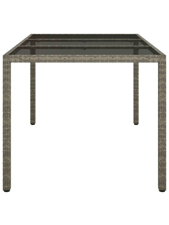 Zahradní stůl 150 x 90 x 75 cm tvrzené sklo a polyratan šedý