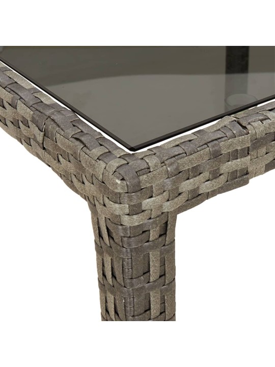 Zahradní stůl 150 x 90 x 75 cm tvrzené sklo a polyratan šedý