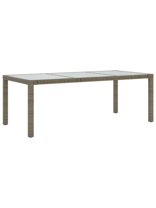 Zahradní stůl šedý 190 x 90 x 75 cm tvrzené sklo a polyratan