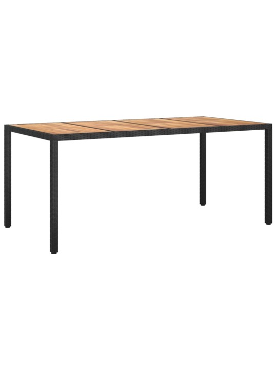 Zahradní stůl 190 x 90 x 75 cm polyratan a akáciové dřevo černý