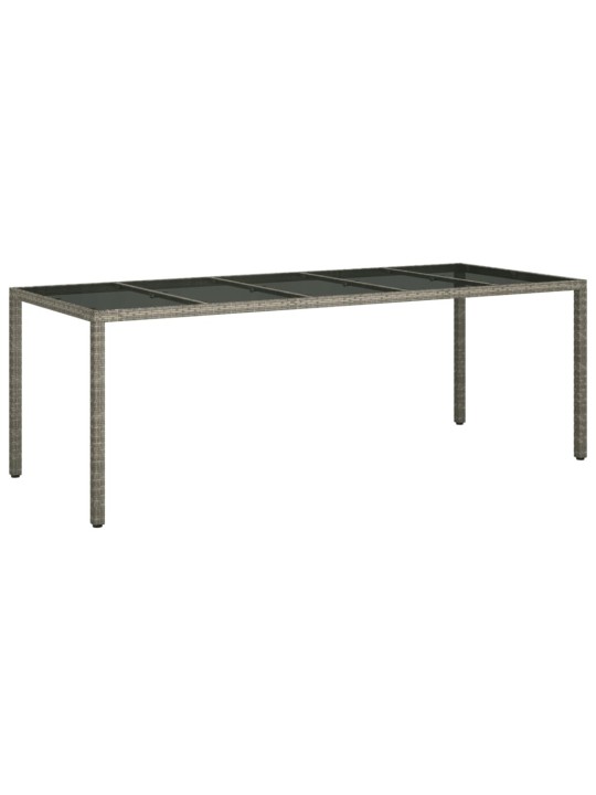 Zahradní stůl šedý 250 x 100 x 75 cm tvrzené sklo a polyratan