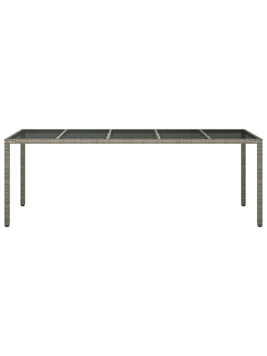 Zahradní stůl šedý 250 x 100 x 75 cm tvrzené sklo a polyratan