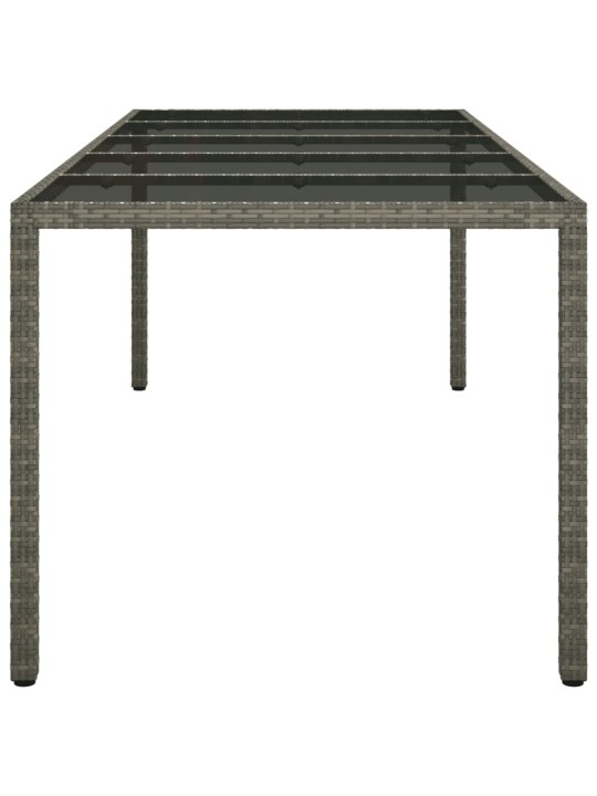 Zahradní stůl šedý 250 x 100 x 75 cm tvrzené sklo a polyratan