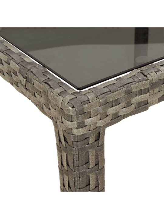 Zahradní stůl šedý 250 x 100 x 75 cm tvrzené sklo a polyratan