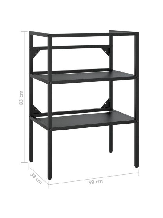 Koupelnový regál pod umyvadlo černý 59 x 38 x 83 cm železo