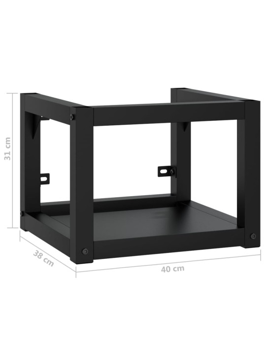 Nástěnný koupelnový regál pod umyvadlo černý 40x38x31 cm železo