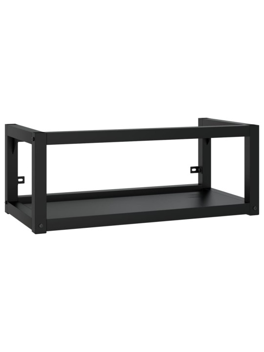 Nástěnný koupelnový regál pod umyvadlo černý 79x38x31 cm železo